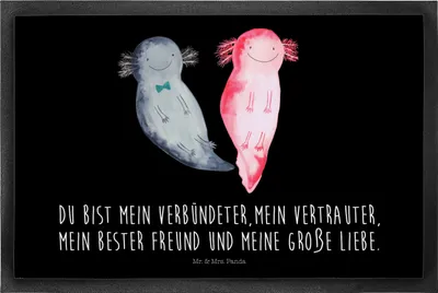 Produktbild von Mr. & Mrs. Panda Sauberlaufmatte Axolotl Freundin 40 x 60 cm - Schwarz - Geschenk, Valentinstag, Schmutzfangteppich, Lurche, bodenmatte, Fussmatte, Schwanzlurch, Lurch