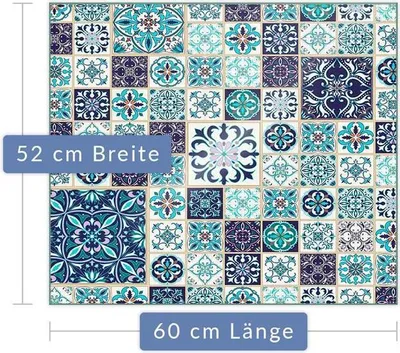 Produktbild von Herdabdeckplatte Abdeckung Glaskeramikfeld Abdeckplatte 1-Teilig 60x52 Mosaik Blau
