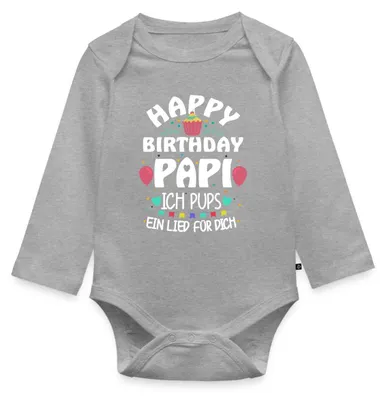 Produktbild von Spreadshirt Geburtstag Papa Ich Pups Ein Lied Für Dich Tages Baby Body Langarm, 92 (1,5 - 2 Jahre), Grau meliert