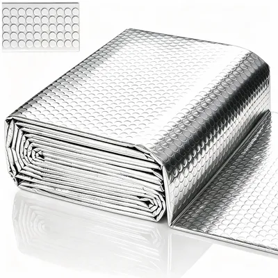 Imagen del producto de Película aislante con burbujas de aire, de aluminio por ambas caras, de 120 cm x 5 m, para aislamiento térmico