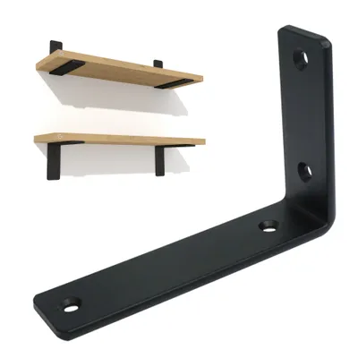 Produktbild von Schwarze L-Winkelhalterung für Möbelregal 250 x 180 x 38 mm, 2 Stück