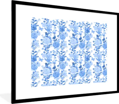 Produktbild von MuchoWow® Gerahmtes Poster Blumen - Rosen - Blau 80x60 cm - Poster mit Schwarzem Bilderrahmen Wandposter Rahmen Foto Bilder - Schlafzimmer-Dekorationen - Fotoposter