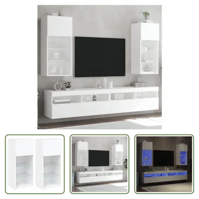 Produktbild von The Living Store TV-Schränke mit LED-Leuchten 2 Stk. Weiß 40,5x30x90 cm