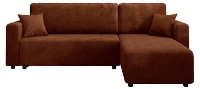 Produktbild von ZAKO Ecksofa L-Form mit Schlaffunktion und Bettkasten, Cord Rostbraun