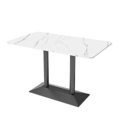 Produktbild von Gastronomiemöbel Esszimmertisch Esstisch Küchentisch für Esszimmer Wohnzimmer tisch Bistrotisch Sinterstein weißschwarz 120*60*75CM/Y-BH-120/【YB-CB97】