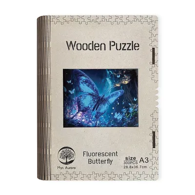 Immagine prodotto di Puzzle in legno, farfalla fluorescente, formato A3