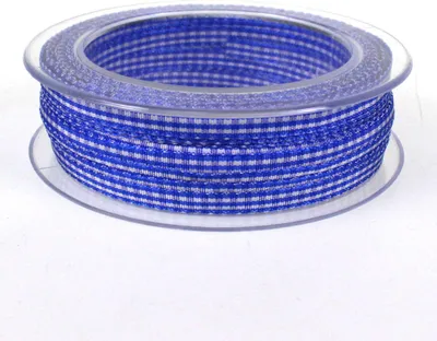 Produktbild von Dekoband Karo kariert 6 mm – 25 m Geschenkband, Antennenband, Schleifenband für Hochzeit & Basteln blau