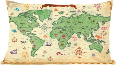 Produktbild von MuchoWow® Zierkissen Sofakissen Wohnzimmer Dekokissen 50x30 cm Weltkarte - Kinder - Piraten - Vintage - Jungen - Mädchen - Kinder - Wohnzimmerdekoration - Polster mit Photo