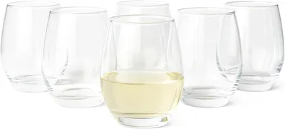 Productafbeelding van Wijnglazen zonder voet - Witte wijnglazen - Set van 6 - 414 ml - Vaatwasserbestendig - Helder glas
