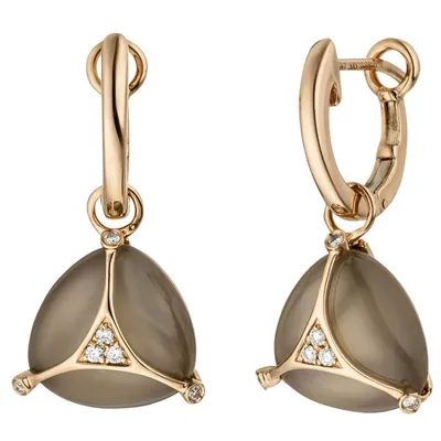 Produktbild von JOBO Creolen 585 Gold Rotgold 2 Mondstein Cabochons 12 Diamanten Brillanten Ohrringe