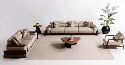 Produktbild von Beige Wohnzimmer Sofagarnitur Designer 4-Sitzer Stilvoller Sessel