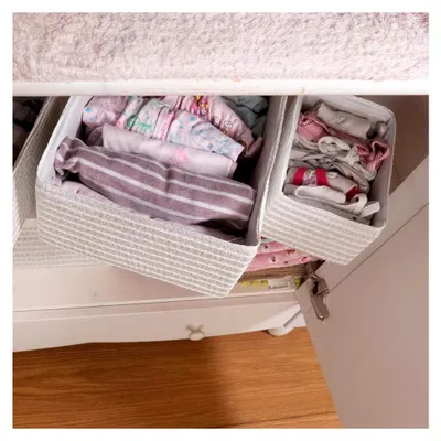 Produktbild von Korb-Set Rimossa, 5-teilig, verschiedene Größen, PP-Kunststoff, weiß, mit Stoffinnenfutter, stapelbar