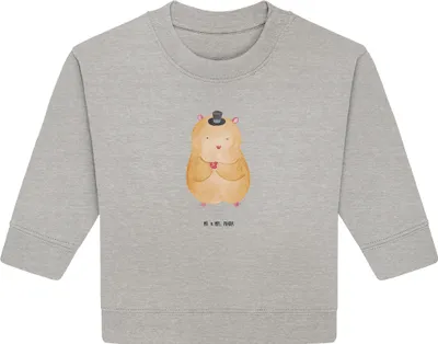 Produktbild von Mr. & Mrs. Panda Organic Baby Pullover Hamster Hut 12. - 18. Monat - Heather Grey - Geschenk, Bullover, Zwerghamster, Magier, Zylinder, Lustige Sprüche, Zauberer