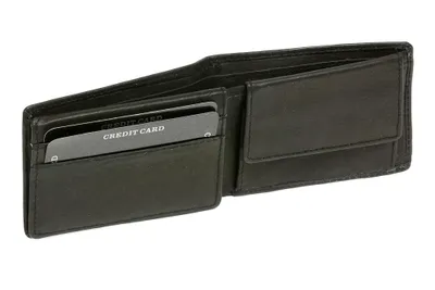 Produktbild von LEAS Damen und Herren Klassische Minibörse RFID-Schutz Mini Scheintasche mit Klappe extra flach im Querformat Echt-Leder, schwarz