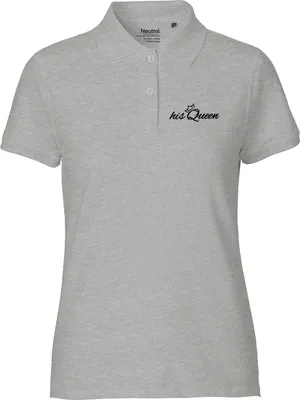 Produktbild von Huuraa Damen Polo Shirt his Queen Krone XS Sport Grey Bio Baumwolle Fairtrade Poloshirt Geschenkidee