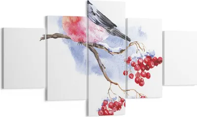 Produktbild von Bild auf Leinwand - Leinwandbild - 5 Teile - Dompfaff auf Zweig - 125x70cm - Wand Bild - Wanddeko - Wandbilder - Leinwanddruck - Bilder - Wanddekoration - Leinwand bilder - Wandbild - EA125x70-4187