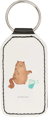 Produktbild von Mr. & Mrs. Panda Schlüsselanhänger Katze Wasserglas - Weiß - Geschenk, anhänger für schlüssel, Taschenanhänger, Cats, Wasser, Mit Spruch, schlüsselbund, Katzen, Glas