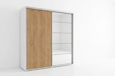 Zdjęcie produktu dla Szafa A21 craft złoty, przesuwna z lustrem - 100 x 62 x 215 cm