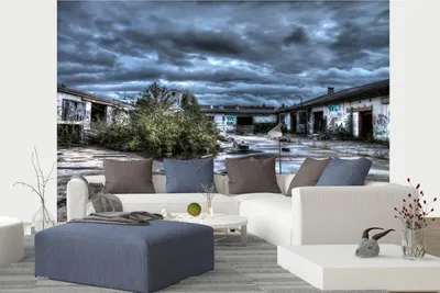 Produktbild von Vlies Fototapete ALTER FABRIKHOF 375 x 250 cm (inkl. Kleister) - Vlies Tapete, Wandtapete, Wandbilder - Tapete für Wohnzimmer Schlafzimmer, Büro, Küche - Montagefertig