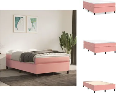 Obrázek produktu pro vidaXL Skříňová postel s matrací růžová 120x200 cm samet - Postele a válendy