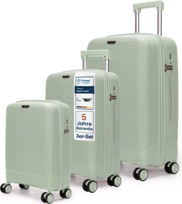 Produktbild von 4FLY Leichter Hartschalen Reisekoffer Set 3-teilig (M/L/XL) aus Polypropylen – mit TSA-Schloss, 4 Spinner-Doppelrollen, Handgepäck und Aufgabegepäck