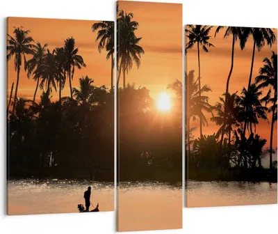 Produktbild von Bild auf Leinwand - Leinwandbild - Palme Fluss Sommer - 95x80cm - Wand Bild - Wanddeko - Wandbilder - Leinwanddruck - Bilder - Kunstdruck - Wanddekoration - Leinwand bilder - Wandkunst - CB95x80-3894