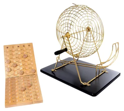 Produktbild von Bingomühle Deluxe – 43 cm – Lotto – Kien – mit 75 Holzkugeln – Korb 31 cm