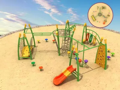 Image de Terrain de sport pour enfants Tour de jeu Mur d'escalade extérieur Divertissement Aires de jeux