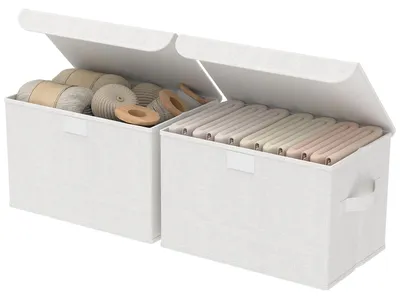 Obrázek produktu pro Sada dvou skládacích úložných boxů na oblečení, rozměry 30 x 23 x 20 cm, bílá barva