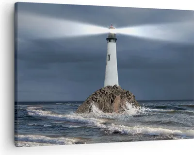 Produktbild von Bild auf Leinwand - Leinwandbild - Leuchtturm Meer - 70x50cm - Wand Bild - Wanddeko - Wandbilder - Leinwanddruck - Bilder - Kunstdruck - Wanddekoration - Leinwand bilder - Wandkunst - AA70x50-3550