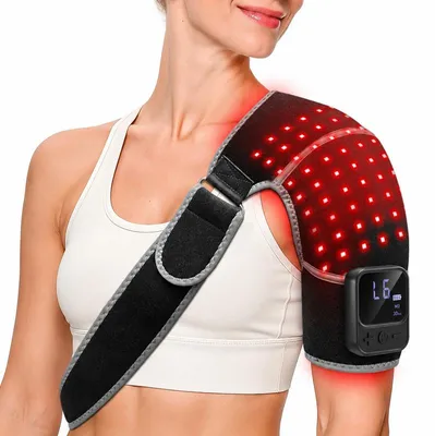 Produktbild von Rotlicht Schulterwrap, 216 LEDs 660/850nm, 5000mAh, 3 Timer, LCD, verstellbar – für Nacken & Arm