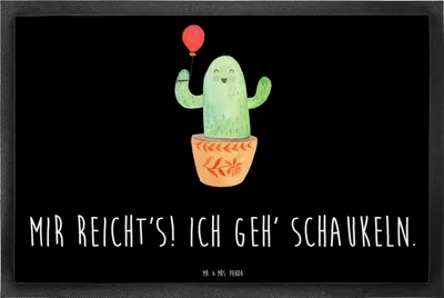 Produktbild von Mr. & Mrs. Panda Schmutzfänger Kaktus Luftballon 40 x 60 cm - Schwarz - Geschenk, Schmutzmatte, Schmutzfangmatte, fußmatte, Neustart, Kakteen, Freundin, Fussmatte, Freude