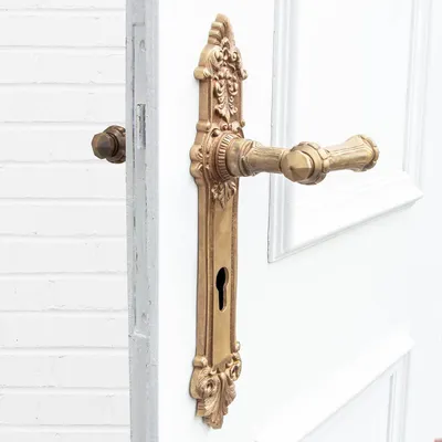Produktbild von Drückergarnitur für Haustüren-Langschilder-edles Design |PZ92| Messing patiniert