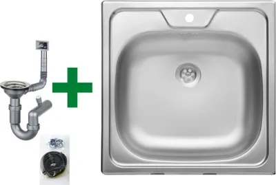 Produktbild von [Edelstahlspüle 48x48 cm] Hochwertig beidseitig Montierbar Küchenspüle Eckig Einbauedelstahlspüle Edelstahl Spülbecken f. Unterschränke ab 45 cm inkl. Siphon-Set
