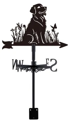 Produktbild von Wetterfahne Hund Schwarz Eisen mit Windrichtungsanzeiger für Dach und Garten