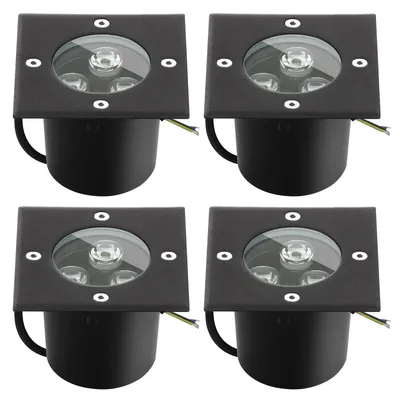 4er-Pack 3W Boden-Einbauspots 230V 280lm IP67 warmweiß