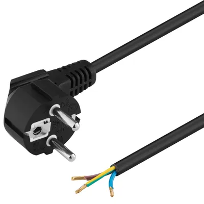 Productafbeelding van PREMIUMCORD 230V, 230V, flexibel kabel met drie aders en gebogen stekker, 2 meter, zwart (kpsft2b)