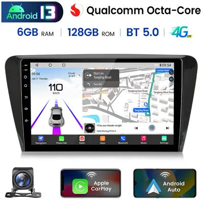 Obrázok produktu pre Autorádio CarPlay Android Auto pre Škoda Octavia (2013-2018) - výkonný osemjadrový procesor, 6+128 GB, GPS, Bluetooth, dotykový displej