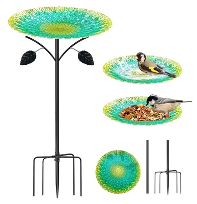 Produktbild von 2-in-1 Vogeltränke & Futterstation Stehend, 83cm, Malachitgrün