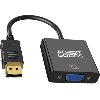 Zdjęcie produktu dla Kabel komputerowy AdroitGoods Displayport do VGA (D-Sub) żeński - 1080p - Full HD - 10 cm - Czarny