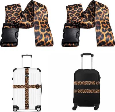 Image de Sangles de bagage, 5 cm x 180 cm, lot de 2, en polyester, réglables, pour les voyages