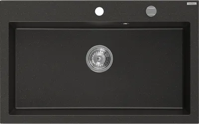 Produktbild von Mexen Elix Granitspüle 1-Becken 800 x 500 mm, schwarz/gold metallic, Chromsiphon - 6527801005-75
