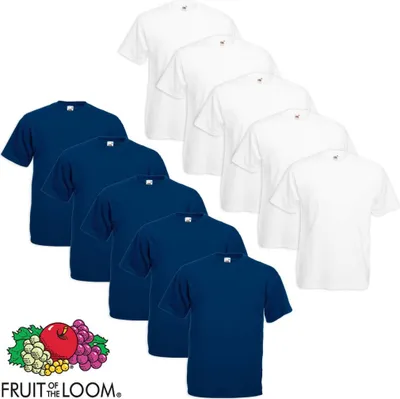 Immagine prodotto di Fruit of the Loom T-shirt Valueweight taglia grande 10 pezzi Bianco/Navy 3XL