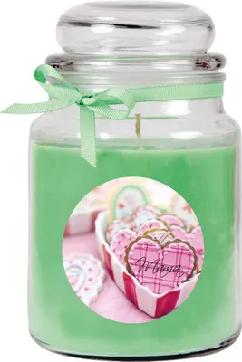 Obrázek produktu pro Vonná svíčka ve skleničce ke Dni matek, vůně: kokos (zelená), 500 g - hoří až 110 hodin