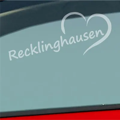 Produktbild von Auto Aufkleber Recklinghausen Herz Stadt City Liebe Love 19x8 cm Milchglas Sticker Heckscheibenaufkleber