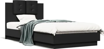 Produktbild von CLORIS Bettgestell mit Kopfteil und LED-Leuchten Schwarz 75x190 cm 2024