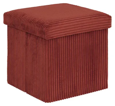 Produktbild von Hocker / Fusbank Essestial Ribcord - faltbar - Dunkelrot - MDF/Polyester - 38 x 38 cm