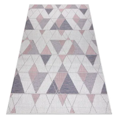 Obrázek produktu pro Koberec SISAL SION Geometrický, Trojúhelníky 3006 ploché tkaní ecru /      růžový   Vícebarevný 120x170 cm