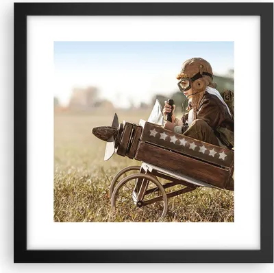 Produktbild von Gerahmtes Poster - Schwarzer Rahmen - Kindheit Flugzeug Spielzeug - 30x30 cm - Wand Bild - Wanddeko - Wandbilder - Kunstposter - Wandposter - Bilderrahmen - Bilder - Kunstdruck - P2BAC30x30-4469