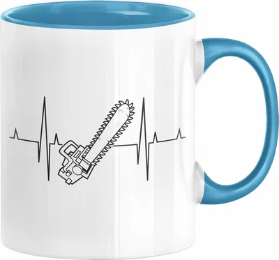 Produktbild von Kettensäge Herzschlag Tasse Waldarbeiter Geschenk Lustige Geschenkidee Forstarbeiter (Blau)